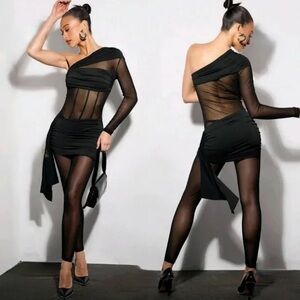 Elegant Black One-Shoulder Dress